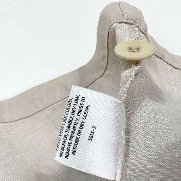 Eileen Fisher Shirt Womens Large Linen blend Cream Pleated Button-Front - Picture 6 of 9